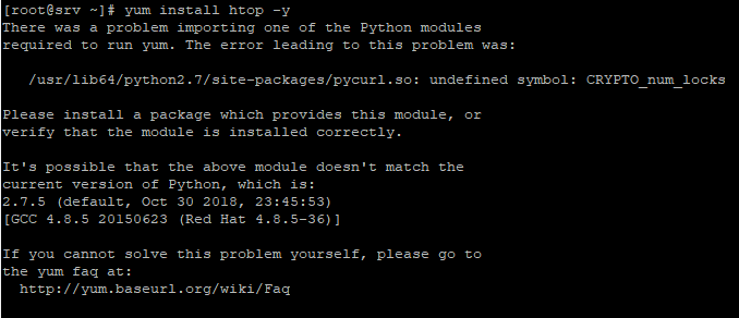 Fix lỗi yum: There was a problem importing one of the Python modules required to run yum