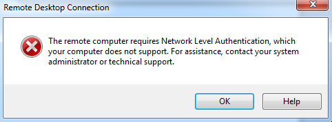 Fix: The Remote Computer requires network level authentication