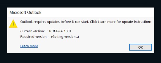 [Outlook] Khắc phục lỗi outlook requires update before can it start