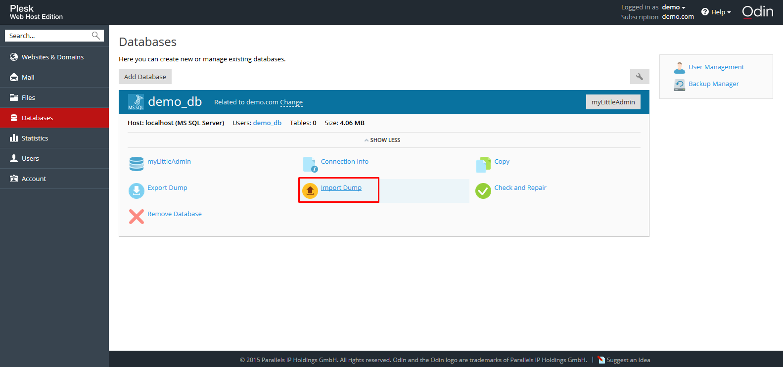 Hướng dẫn restore database mssql trên Plesk 12.5