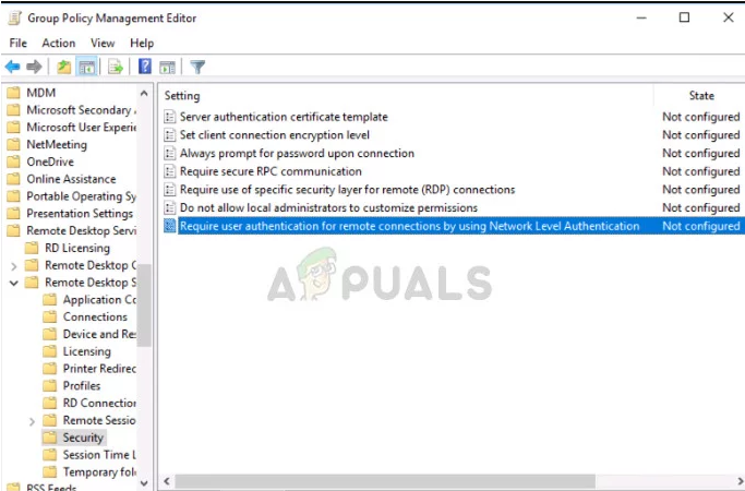 The Remote Computer requires network level authentication