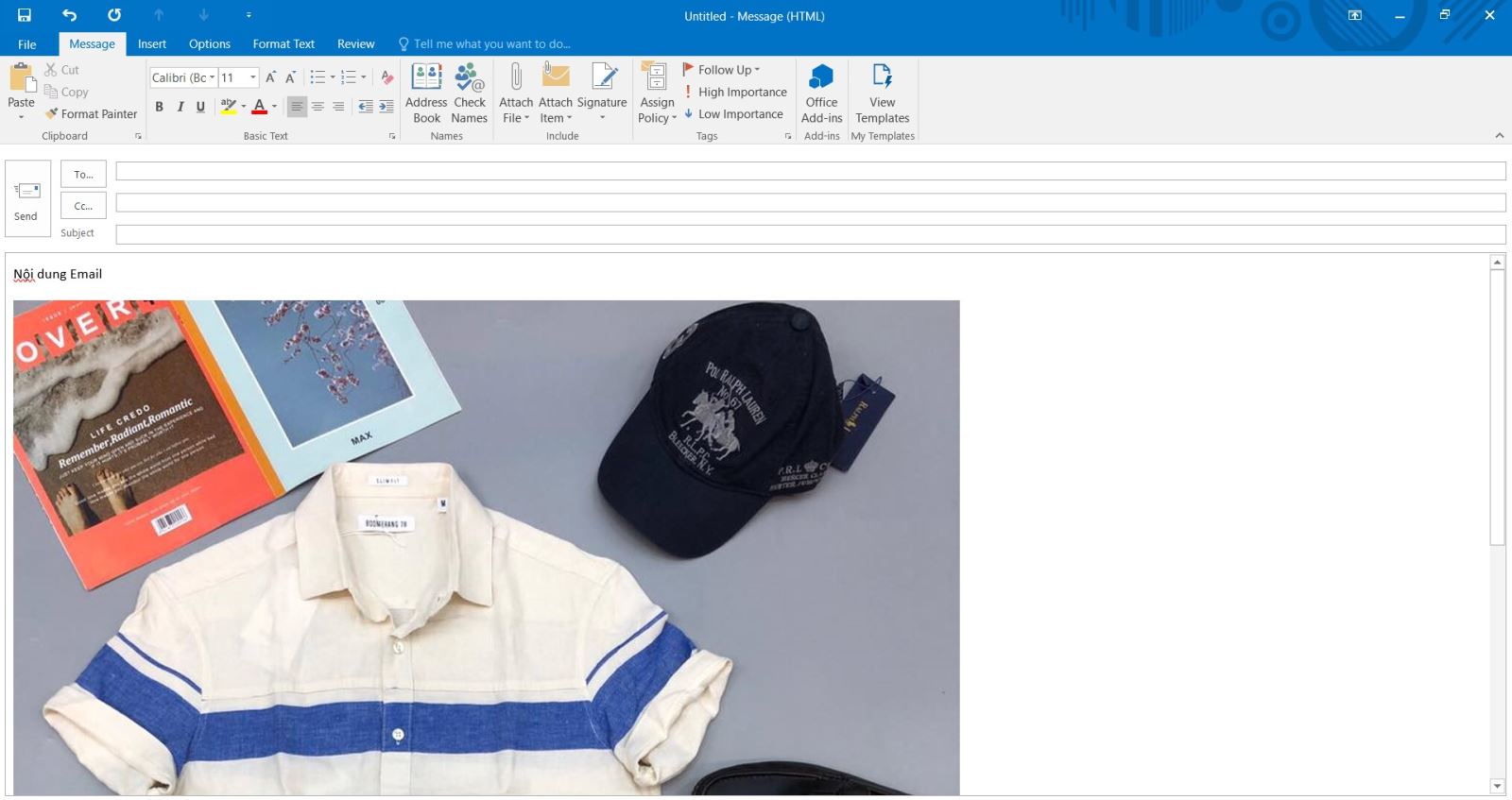 Outlook] Cách Chèn Hình Ảnh Vào Nội Dung Email