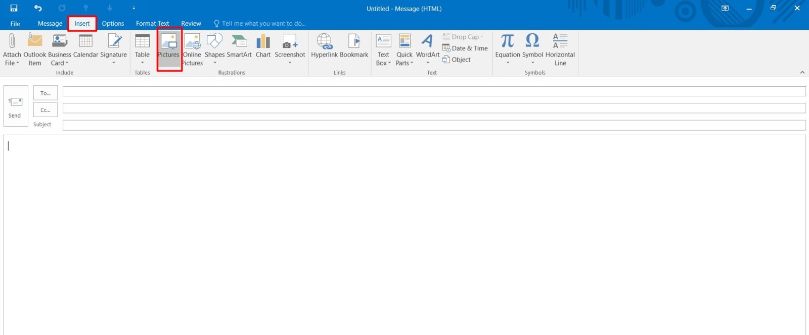 Outlook] Cách Chèn Hình Ảnh Vào Nội Dung Email