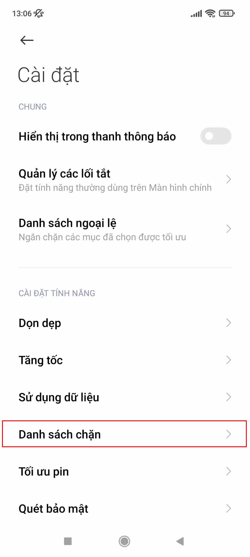 chặn cuộc gọi ngoài danh bạ