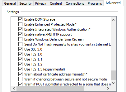 enable TLS 1